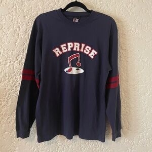 Vintage Giant Long Sleeve Music Reprise Navy Blue T Shirt Size Medium, Rugby Tee